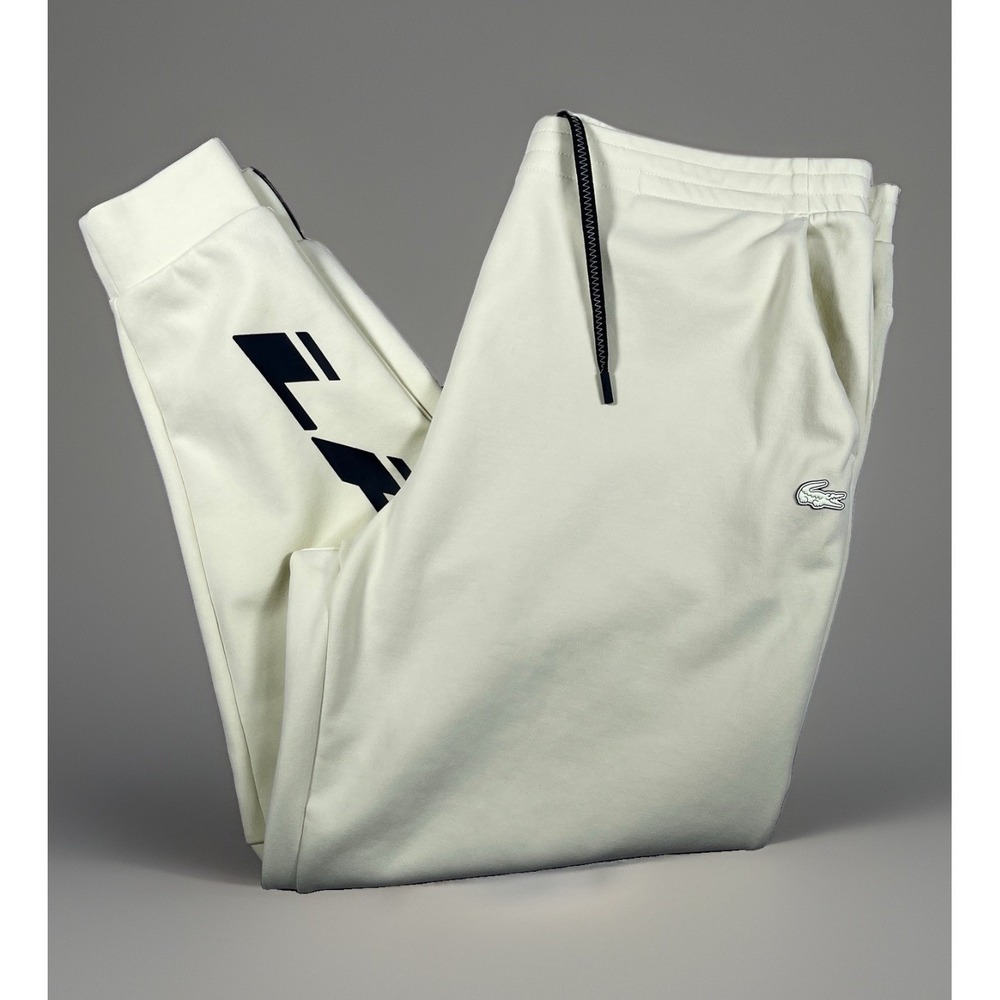 Lacoste Mens Slim Fit Jogger Pants Butter Yellow Size XXL / FR 7 Graphic Logo